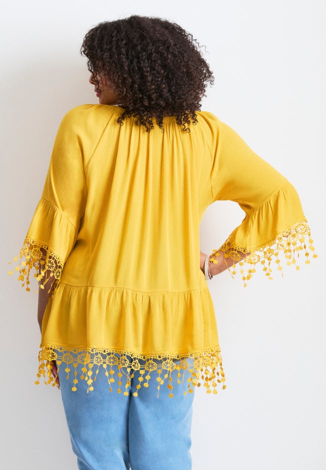 Crochet Fringe Trim Tunic image number 1