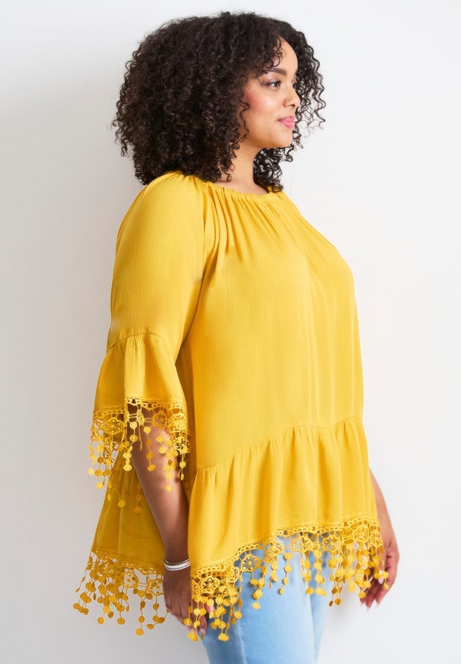 Crochet Fringe Trim Tunic image number 2