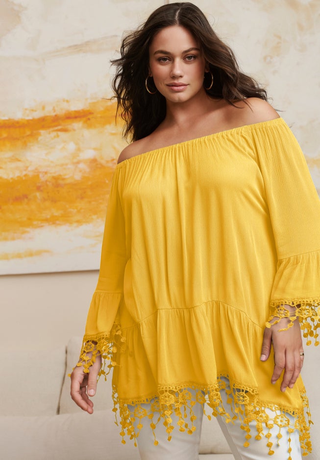 Crochet Fringe Trim Tunic image number 5