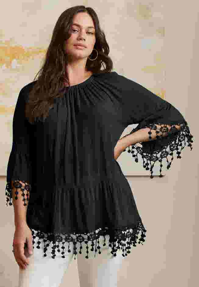  Crochet Fringe Trim Tunic image number 4