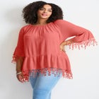  Crochet Fringe Trim Tunic image number null
