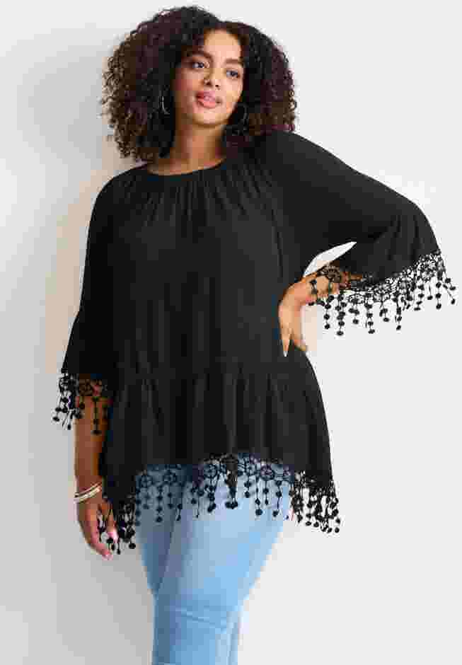  Crochet Fringe Trim Tunic image number 0