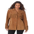 Plus Size Fringe Suede Jacket image number null