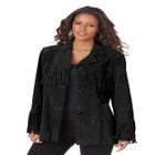 Plus Size Fringe Suede Jacket image number null