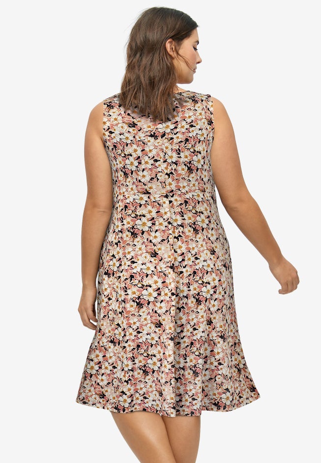 Sleeveless Knit Fit and Flare Knit Dress image number 1