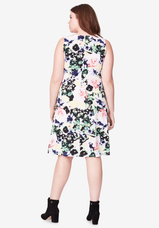 Sleeveless Knit Fit and Flare Knit Dress image number 1