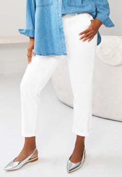 Mid-Rise Stretch Chino Tapered Straight Leg Pants