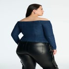 Comfort Stretch Denim Square Neck Top image number null