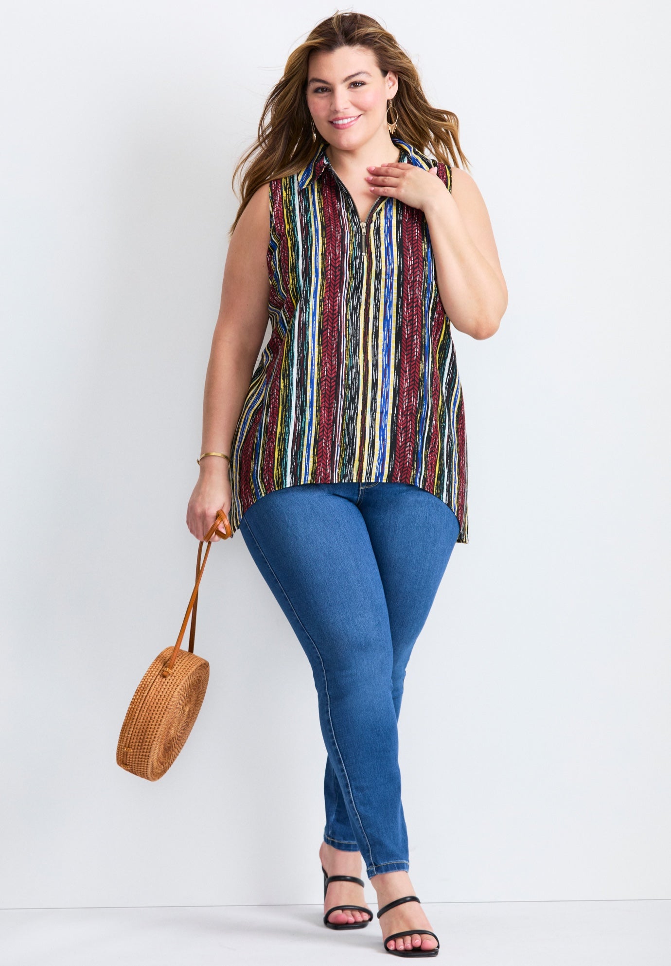 Zip Neck Hi-Low Shirt image number 4