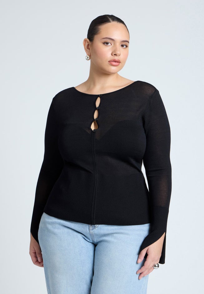 Button Detail Boatneck Sweater image number 0