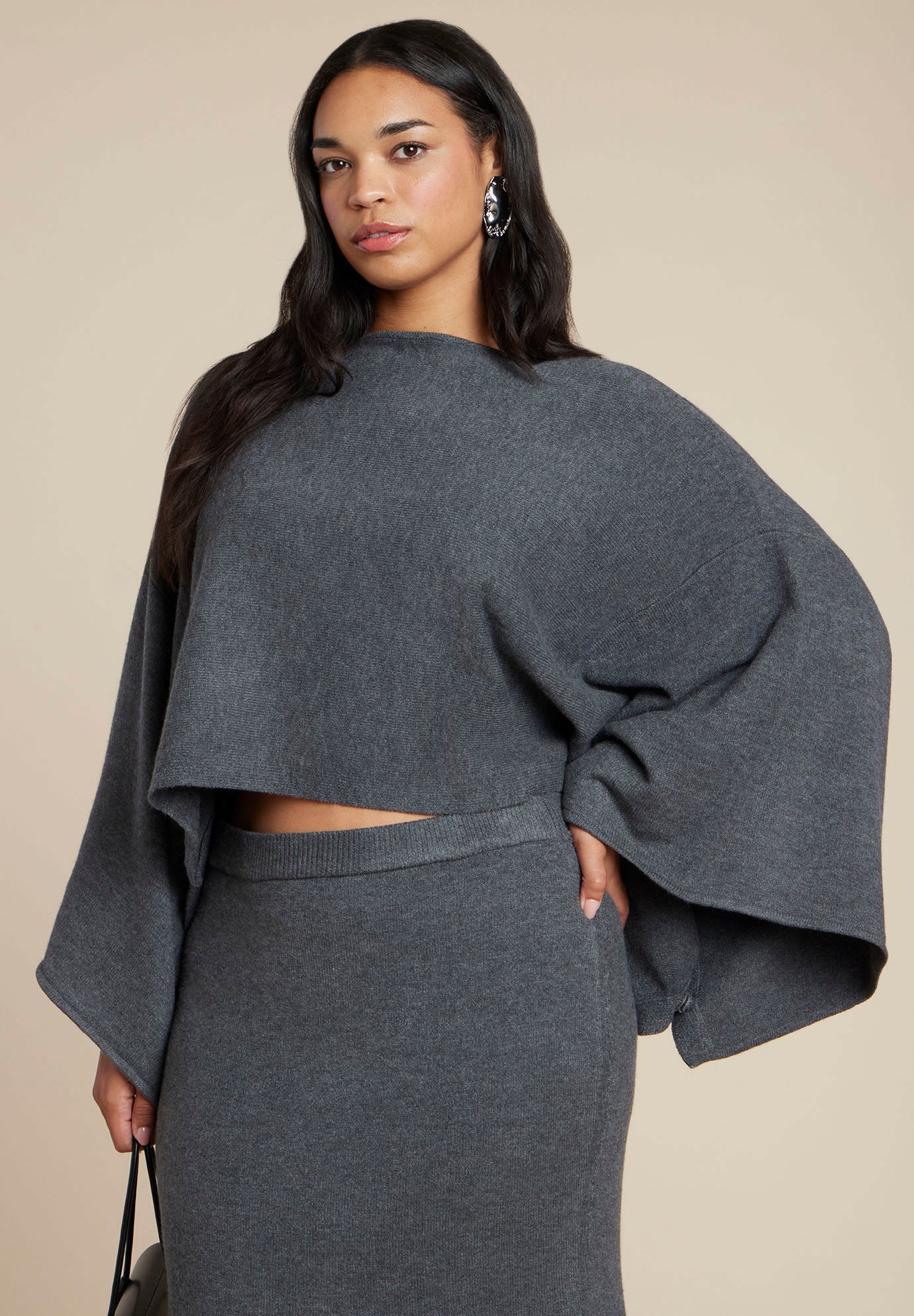 Draped Cropped Sweater image number 1