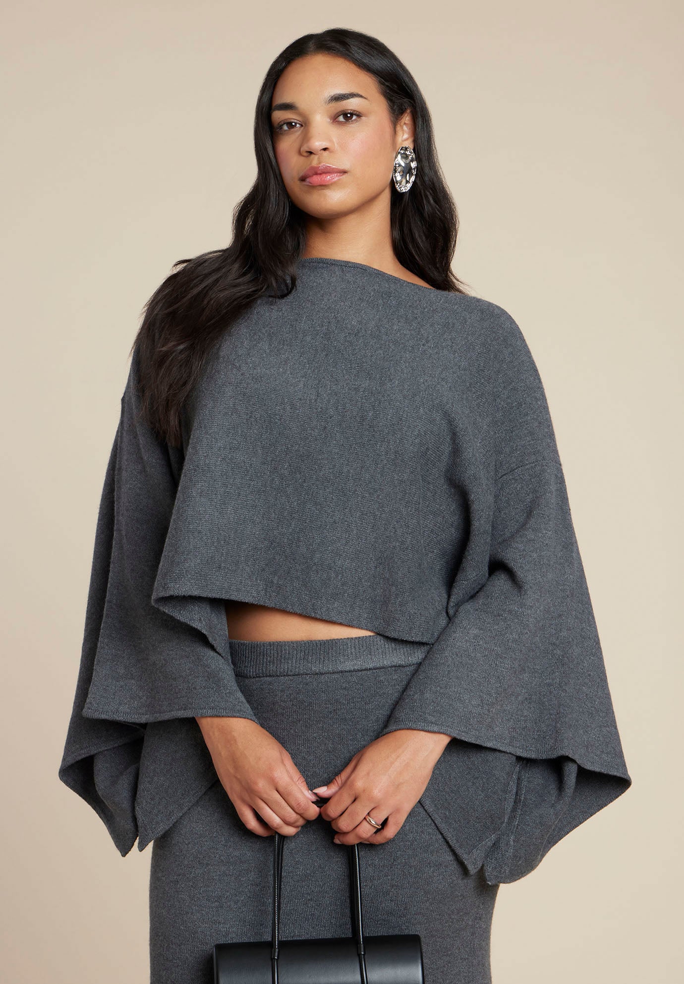 Draped Cropped Sweater image number 2