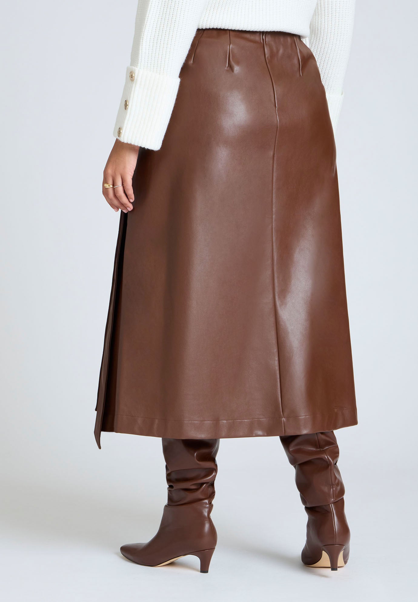 Double Belt Wrap Faux Leather Skirt image number 2