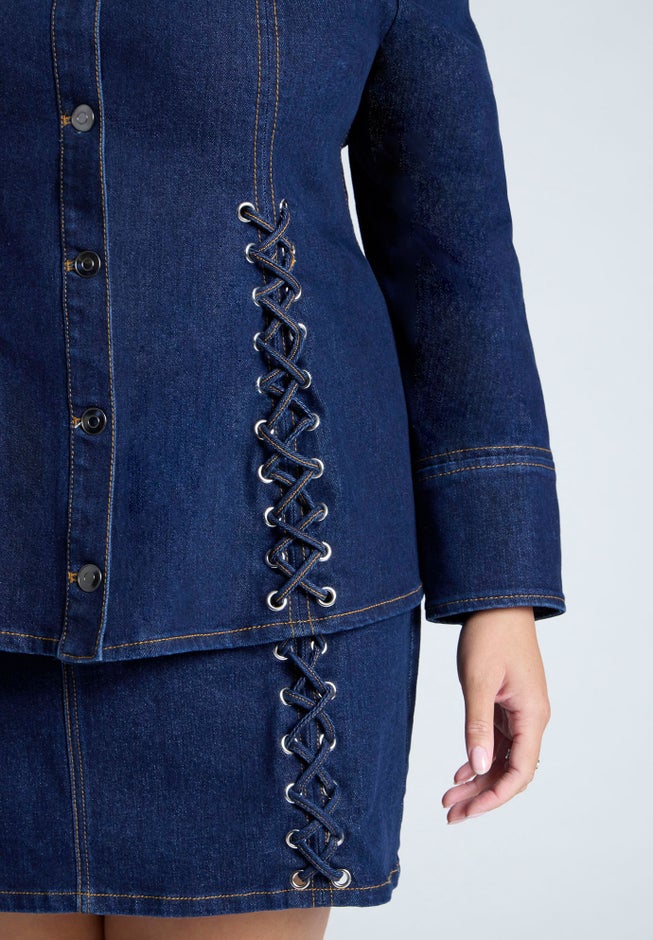 Laced Denim Jacket image number null