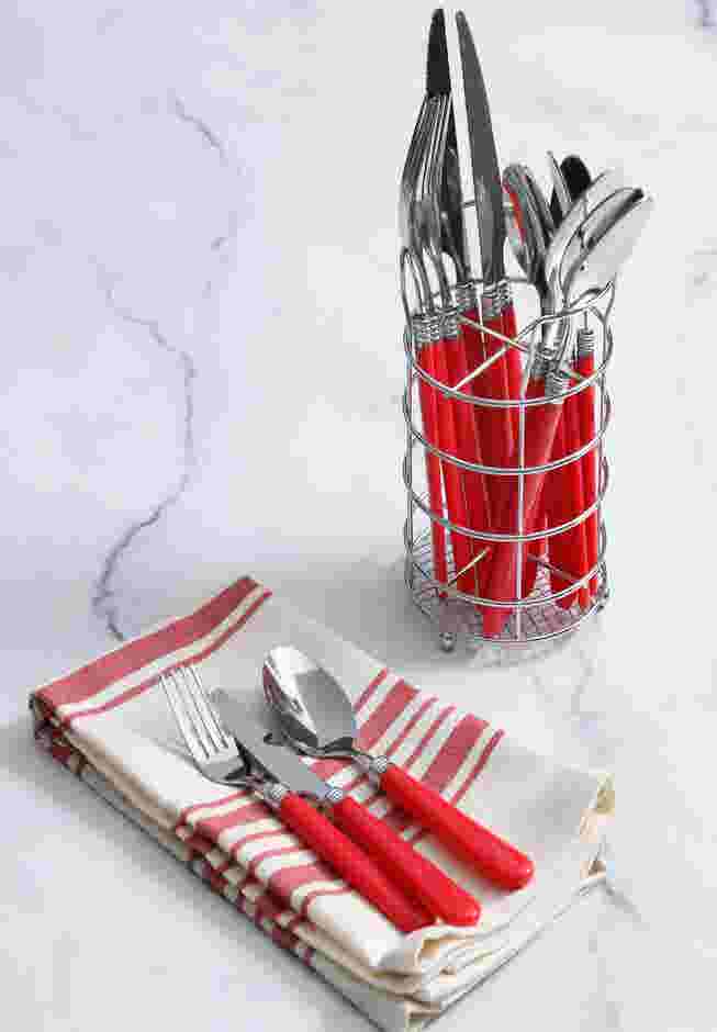 16-pc. Red Flatware Set image number 0