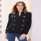 Plus Size Military-Inspired Ribbed Cardigan Sweater image number null