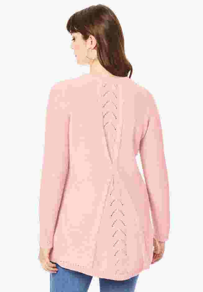 Plus Size Lace Yoke Pullover Sweater image number 1