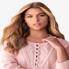 Plus Size Lace Yoke Pullover Sweater image number null