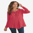 Plus Size Lace Yoke Pullover Sweater image number null