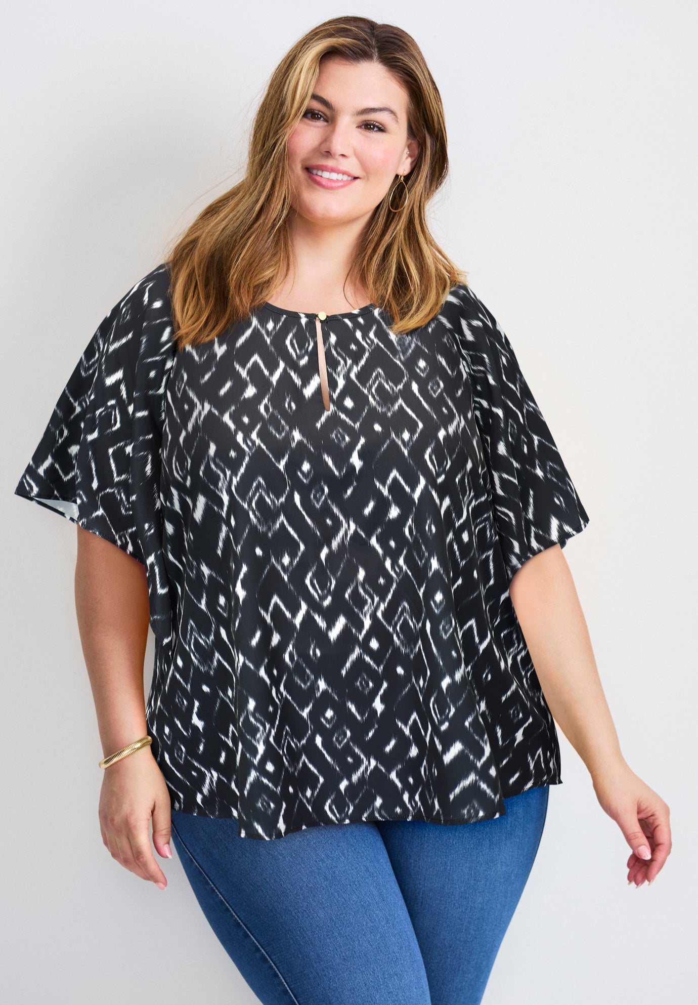 Flutter Sleeve Keyhole Blouse image number 0