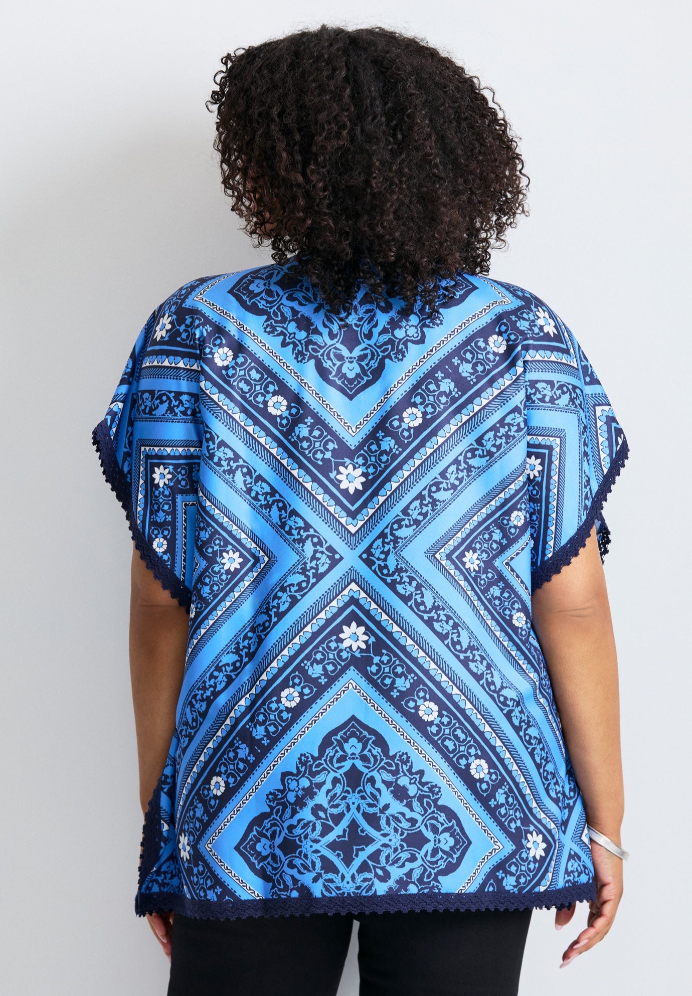 Crochet Trim Poncho Top image number 1