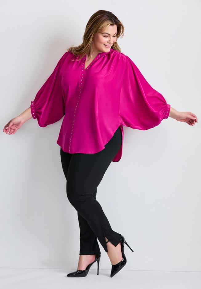 Studded Blouson Sleeve Blouse image number 2