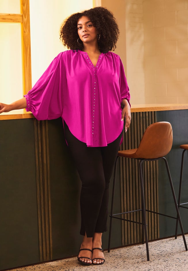 Studded Blouson Sleeve Blouse image number 4