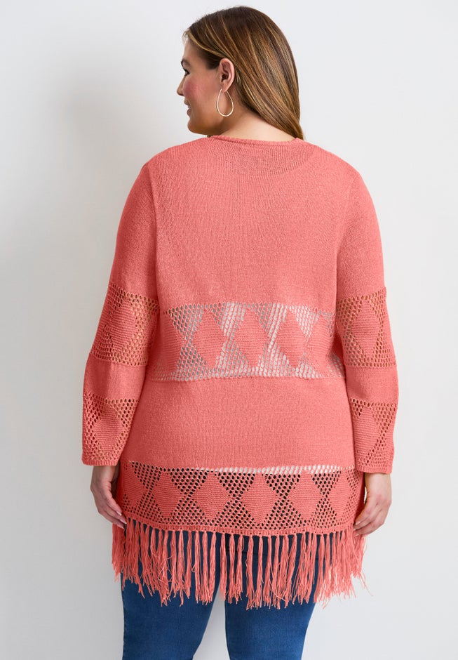 Pointelle Fringe Cardigan image number 1