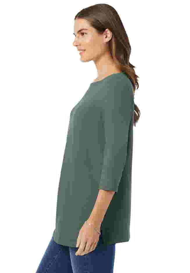 Perfect Three-Quarter Sleeve Boatneck Tee image number 2