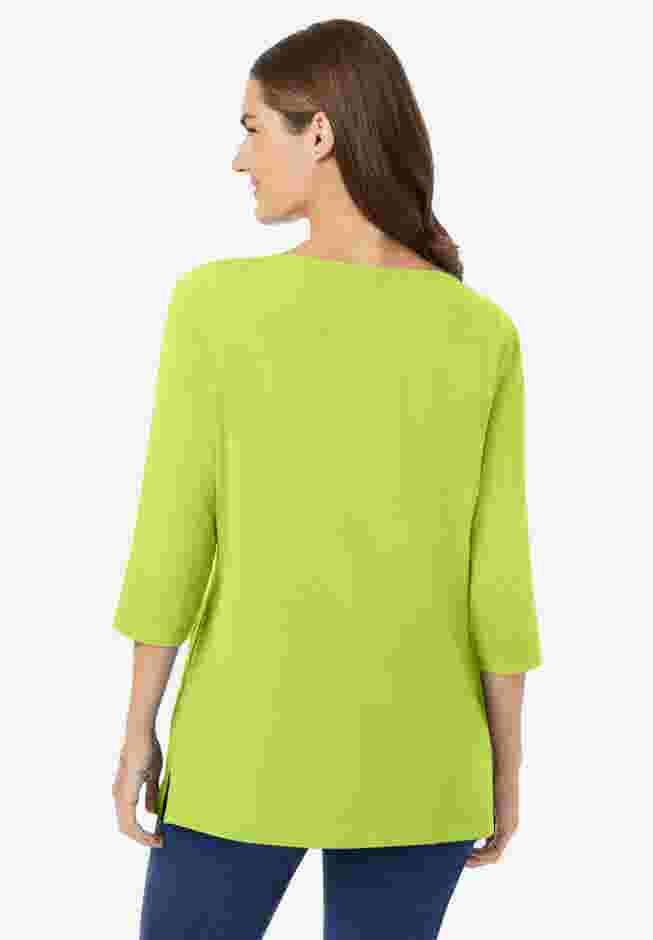 Perfect Three-Quarter Sleeve Boatneck Tee image number 1