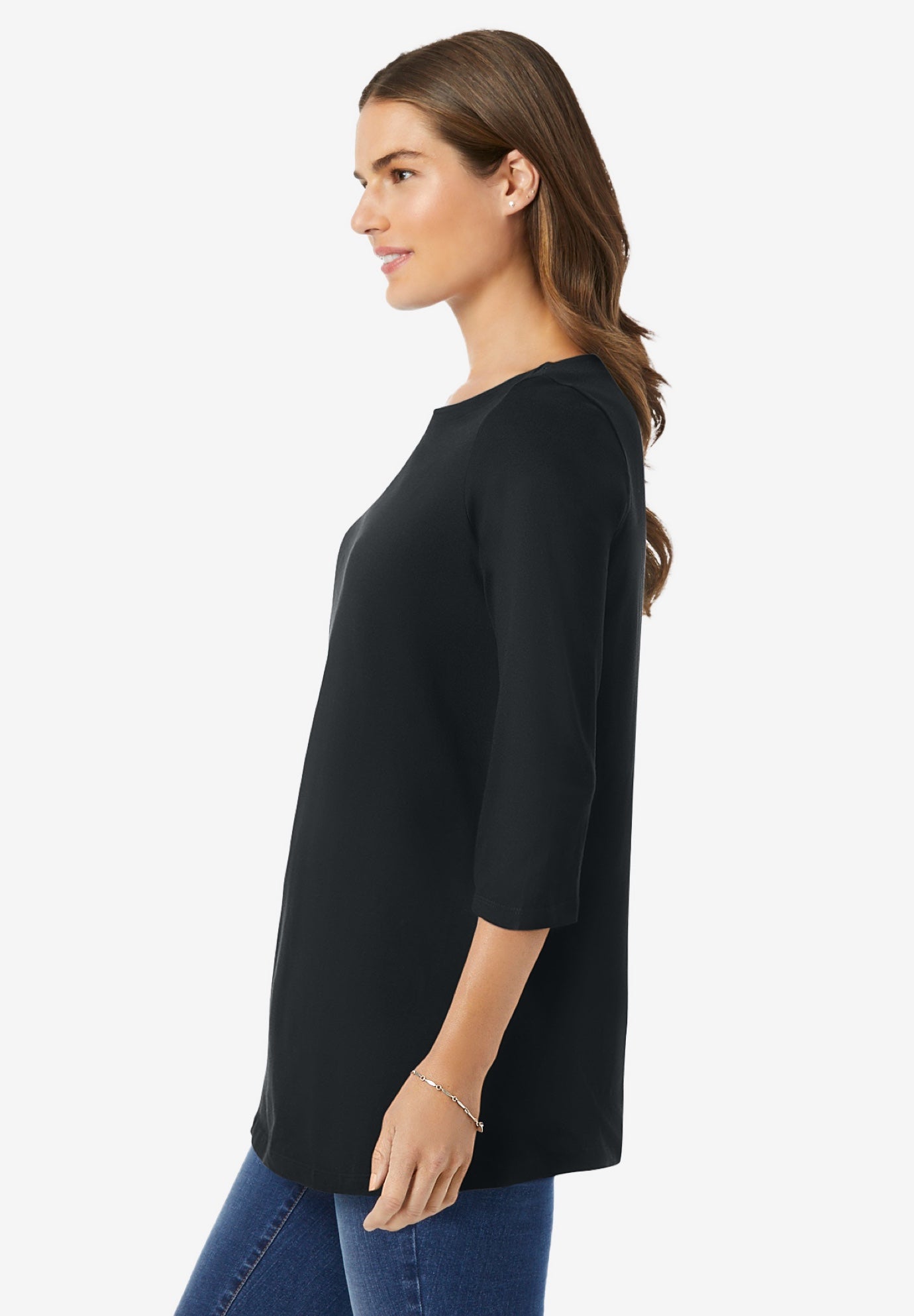Perfect Three-Quarter Sleeve Boatneck Tee image number 2