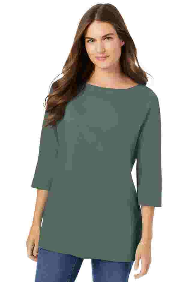 Perfect Three-Quarter Sleeve Boatneck Tee image number 0