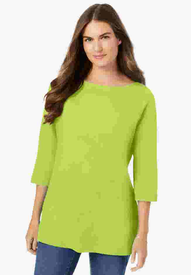 Perfect Three-Quarter Sleeve Boatneck Tee image number 0