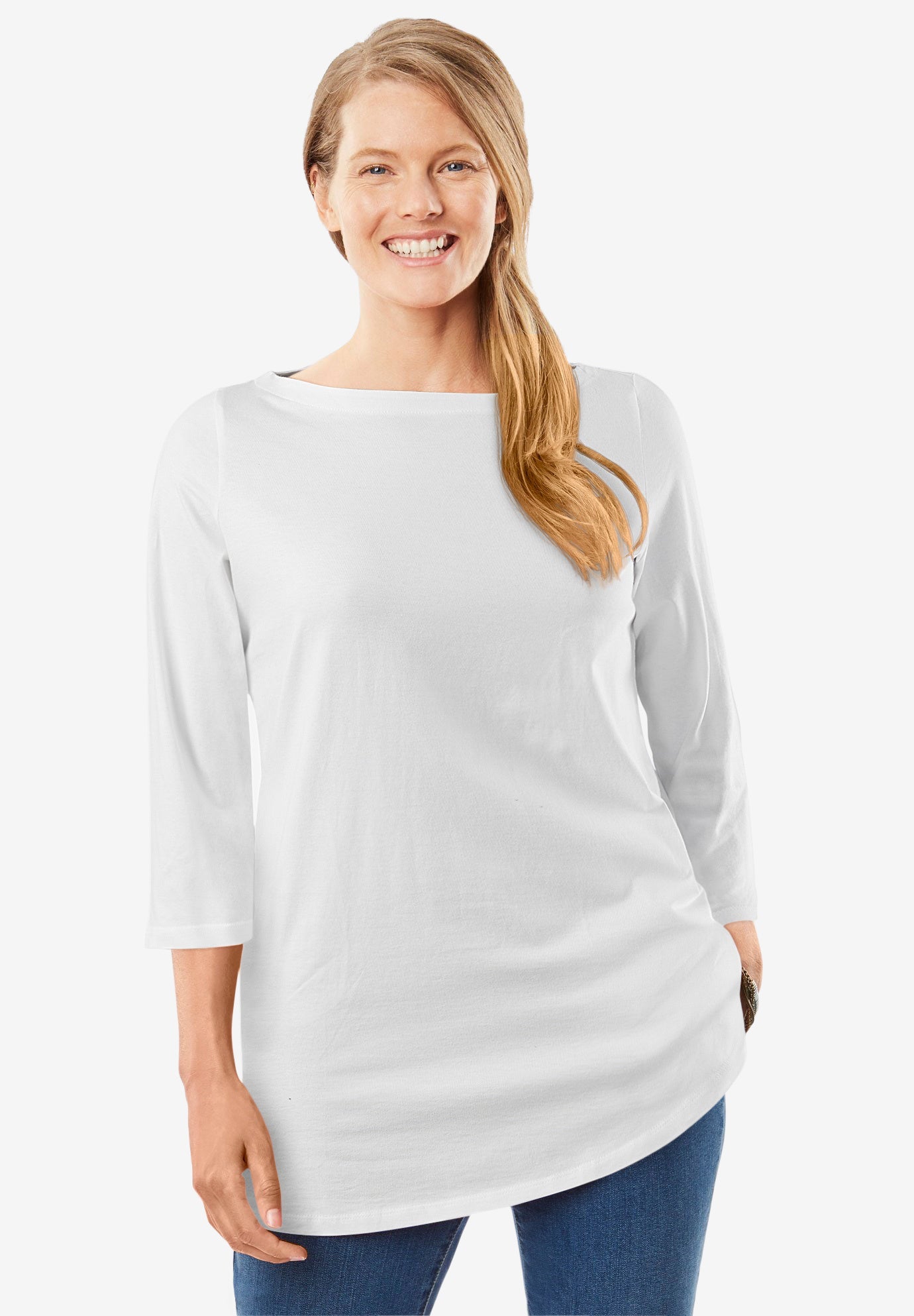 Perfect Three-Quarter Sleeve Boatneck Tee image number 0