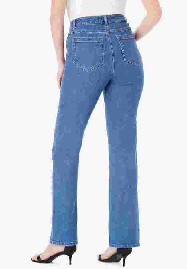 Plus Size Invisible Stretch® Two-Tone Embroidered Bootcut Jeans image number 1