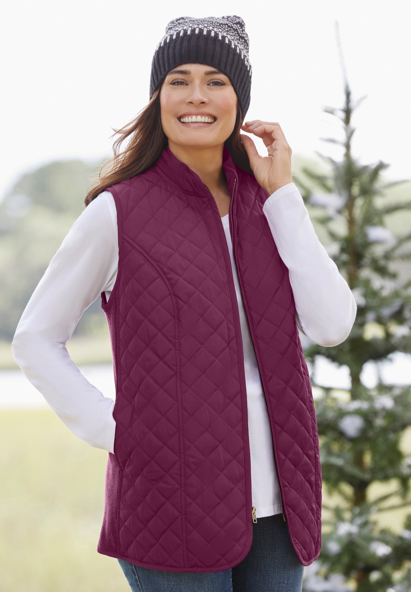 Zip-Front Quilted Vest image number 0