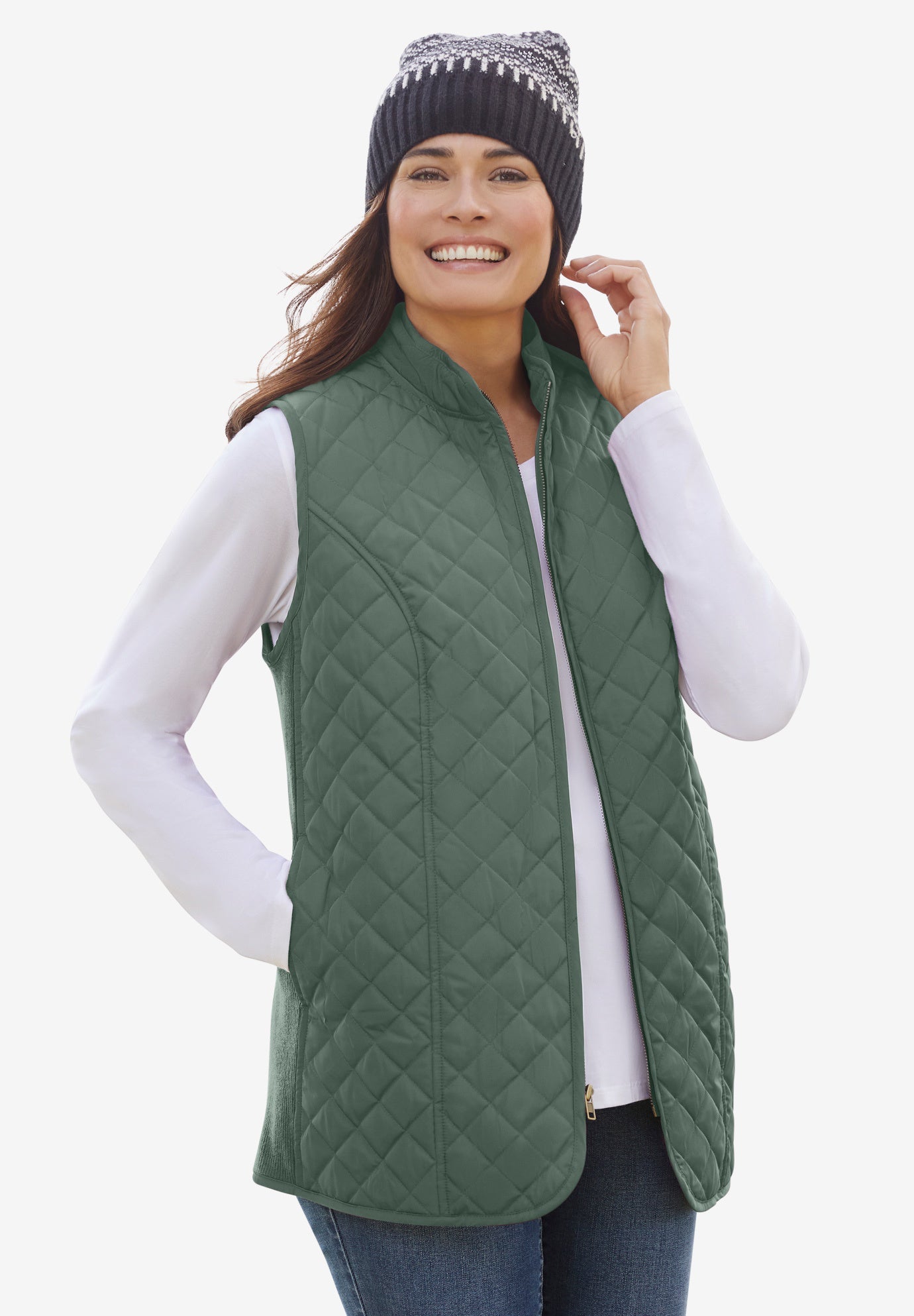 Zip-Front Quilted Vest image number 0