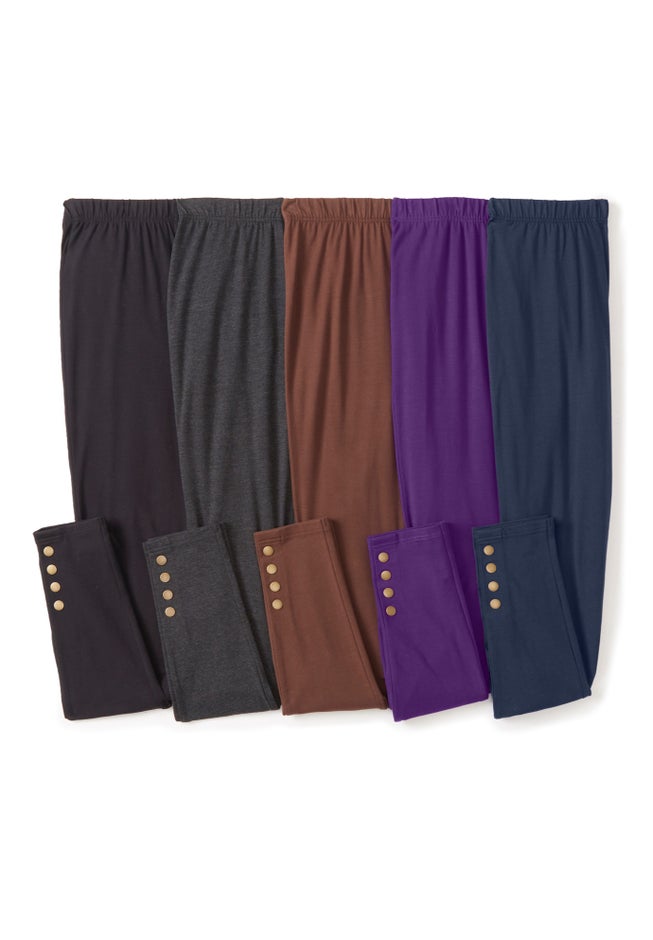 Stretch Cotton Snap-Trim Legging image number 5