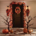 24" Pre-Lit Jack-O-Lantern Wreath image number null
