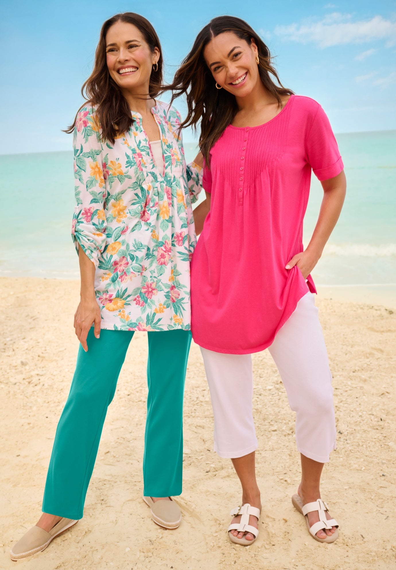 Short-Sleeve Pintucked Henley Tunic image number 5