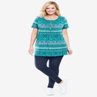 Short-Sleeve Pintucked Henley Tunic image number null