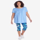 Short-Sleeve Pintucked Henley Tunic image number null