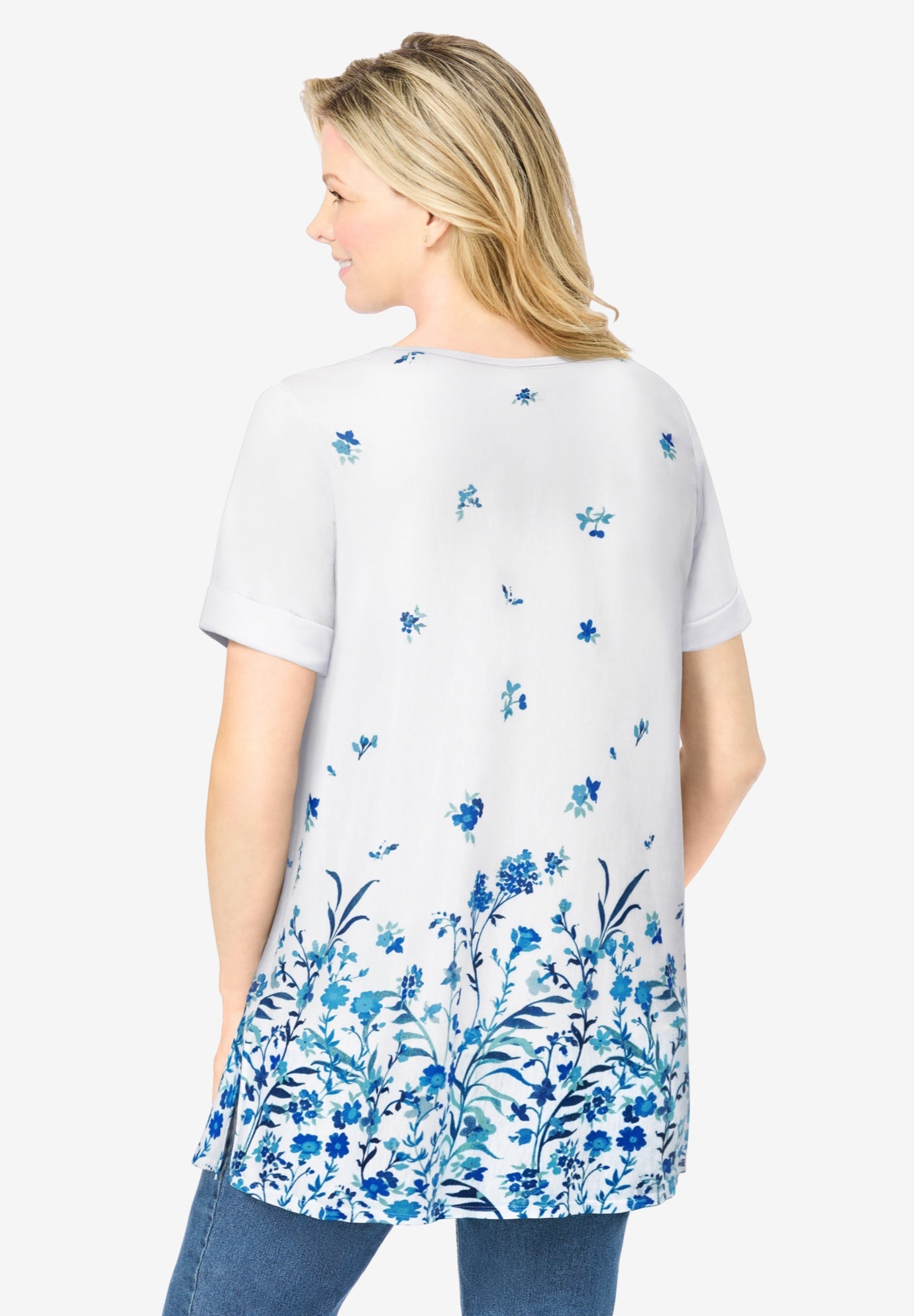 Short-Sleeve Pintucked Henley Tunic image number 2