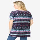 Short-Sleeve Pintucked Henley Tunic image number null