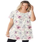 Short-Sleeve Pintucked Henley Tunic image number null