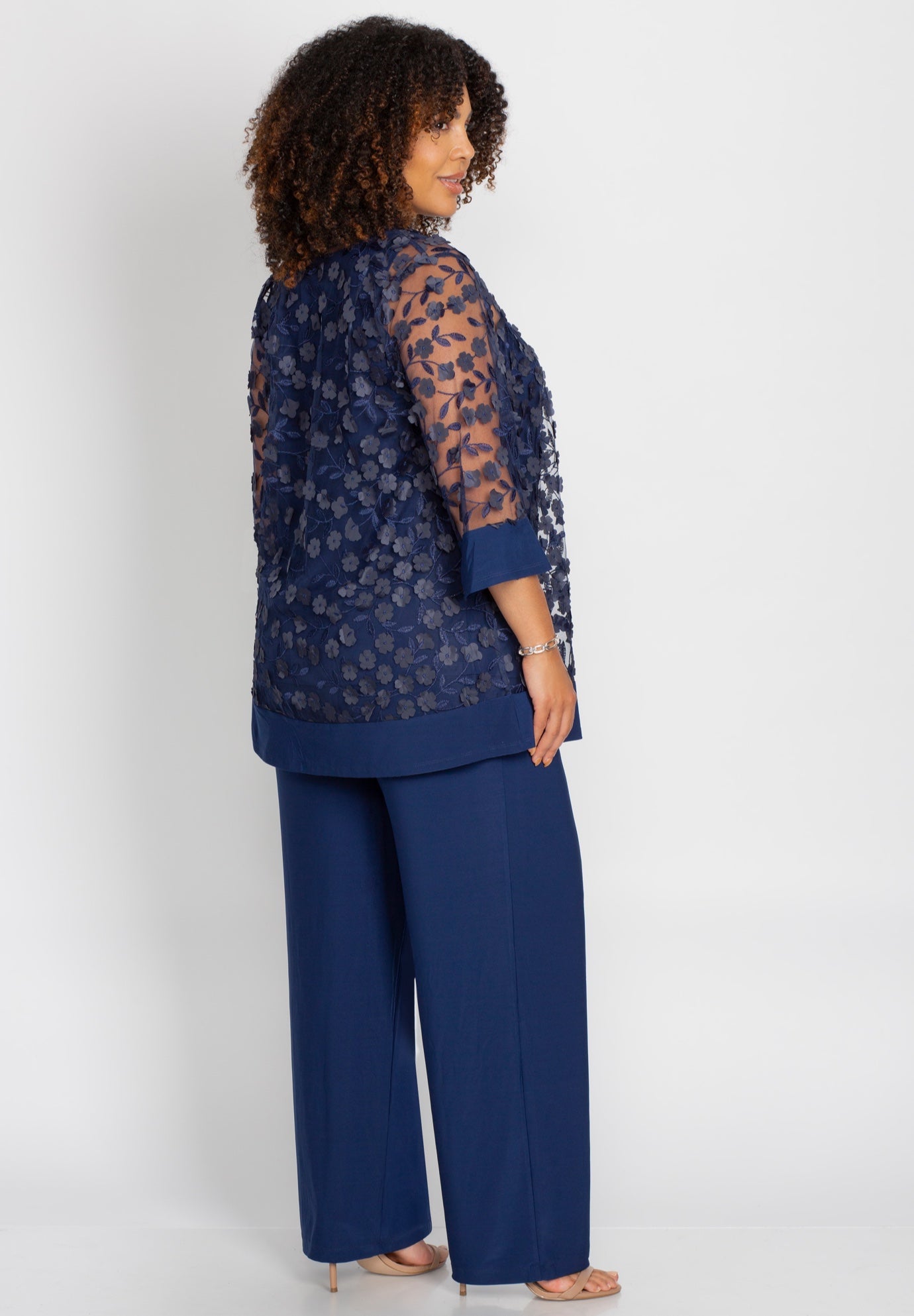 Floral Lace 3-Piece Pant Suit image number 1