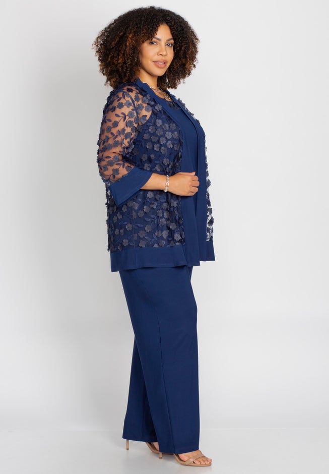 Floral Lace 3-Piece Pant Suit image number 2