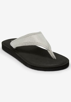 The Sylvia Stretch Fabric Soft Footbed Thong Slip On Sandal