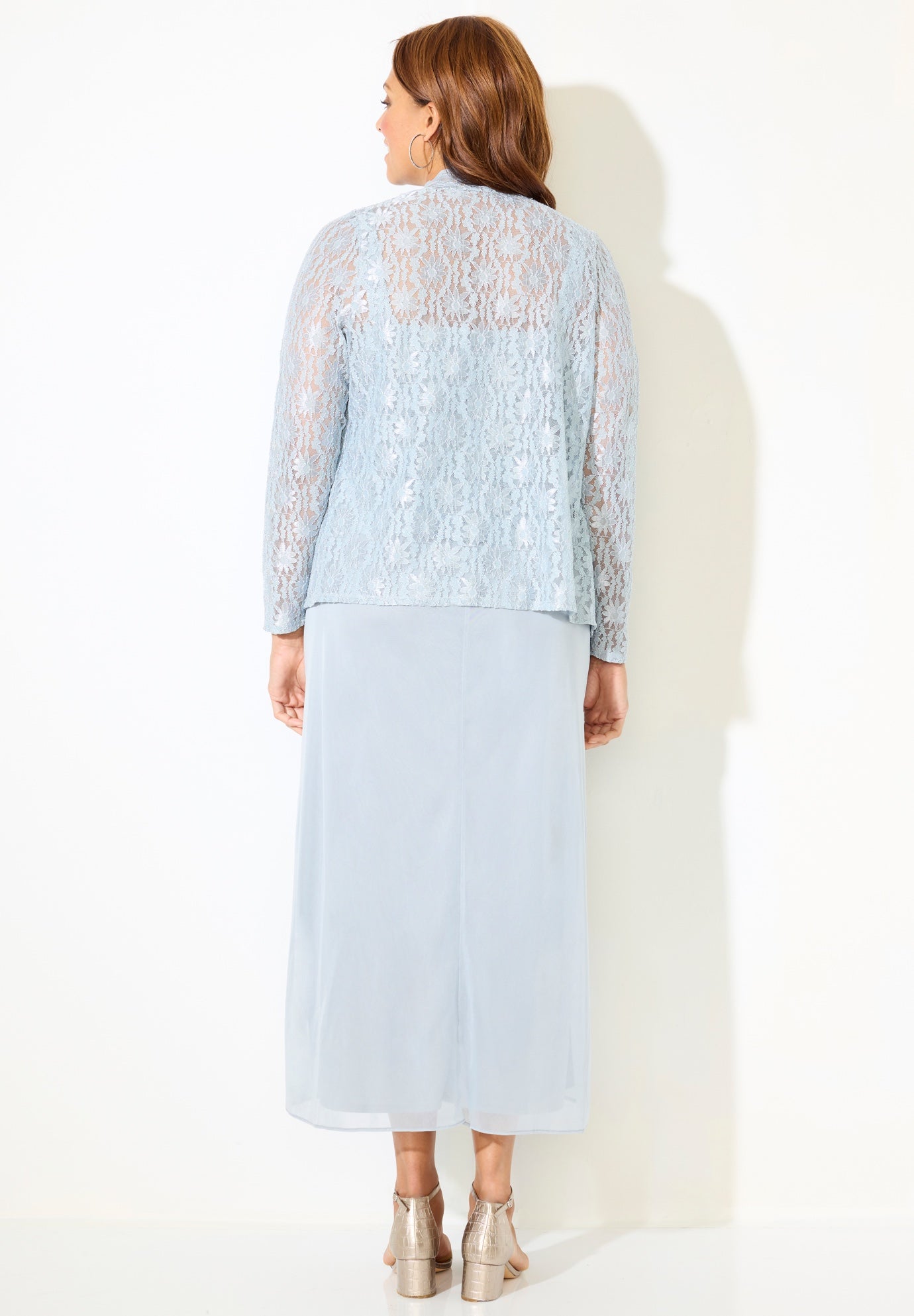 Long Lace Jacket Dress Two-Piece Set image number 1