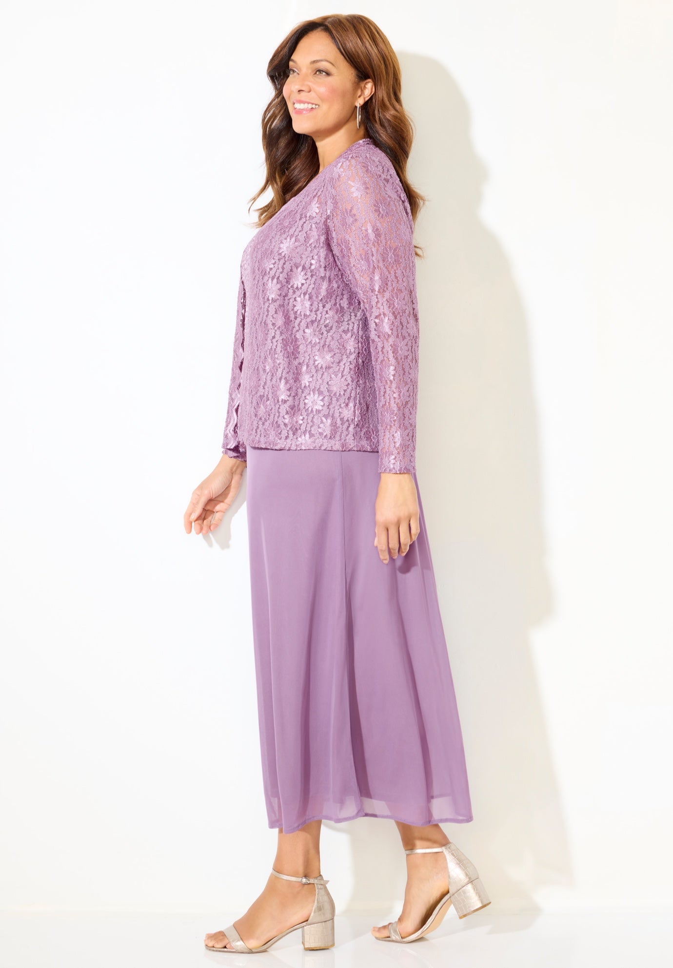 Long Lace Jacket Dress Two-Piece Set image number 2